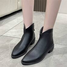 Fashionable Women's Boots With Pointed Toe, Chunky Heel, Non-slip Sole, Suitable For Outdoor & Casual Occasions