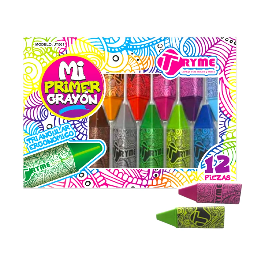 Lápices de Crayolas Mega Jumbo Mi primer Crayola Tryme 12pza Triangular Ergonomico - Multicolor - Ver 1