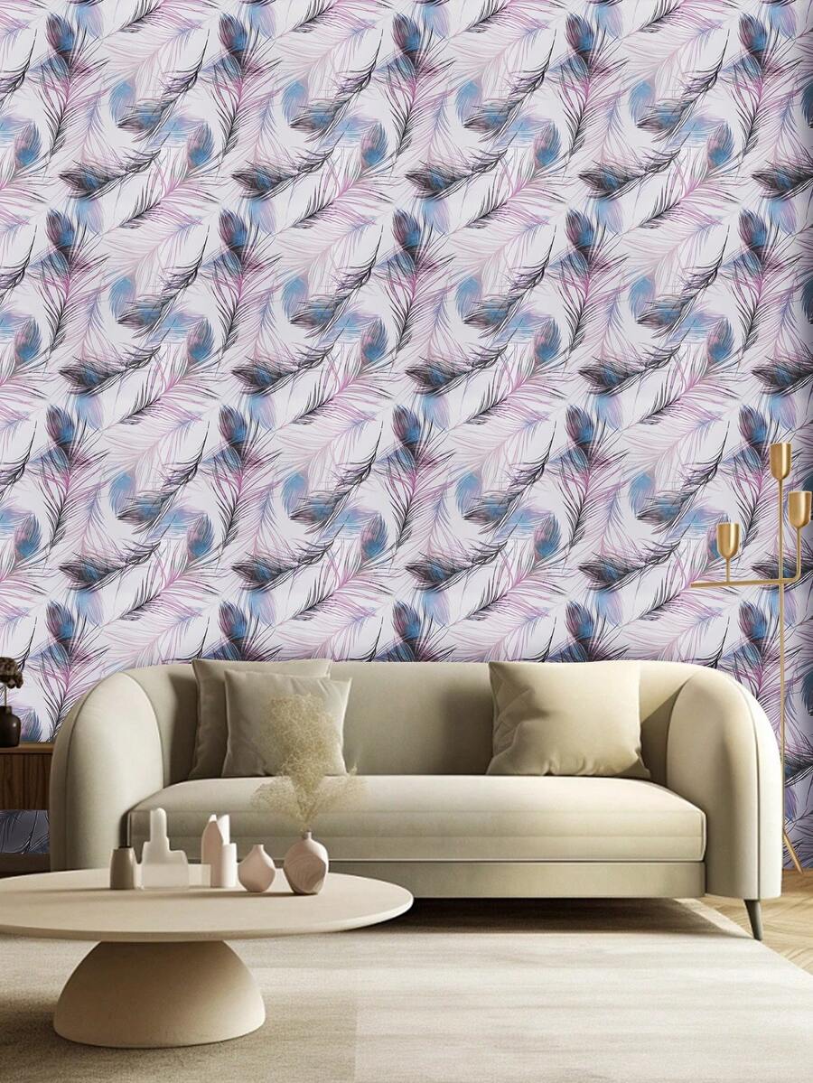 1米/2米/3米/5米彩色逼真羽毛自粘壁紙用於房間牆壁、櫥櫃、家具裝修,臥室、客廳裝飾,pvc防水貼紙