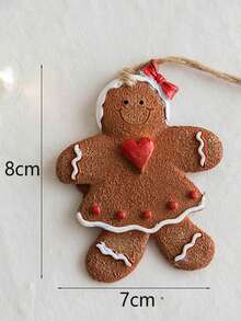 1個(隨機)樹脂手繪薑餅人飾品,適用於聖誕樹、牆壁、派對裝飾 - 彩色 - 查看 5