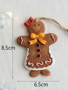 1個(隨機)樹脂手繪薑餅人飾品,適用於聖誕樹、牆壁、派對裝飾 - 彩色 - 查看 6
