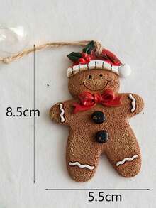 1個(隨機)樹脂手繪薑餅人飾品,適用於聖誕樹、牆壁、派對裝飾 - 彩色 - 查看 8
