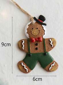 1個(隨機)樹脂手繪薑餅人飾品,適用於聖誕樹、牆壁、派對裝飾 - 彩色 - 查看 10