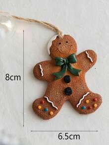1個(隨機)樹脂手繪薑餅人飾品,適用於聖誕樹、牆壁、派對裝飾 - 彩色 - 查看 7