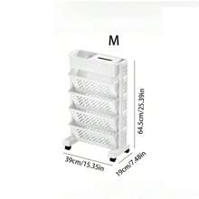 1 件可拆卸帶輪儲物籃 - 適合家庭、書房和客廳的緊湊型辦公桌收納籃 - 白色 - 查看 3