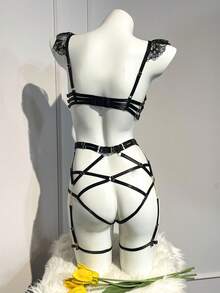 性感蕾絲內衣丁字褲套裝黑色 - 黑色 - 查看 5