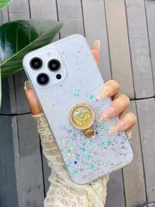 Complete Phone Case Set With Anti-Fall Dropping Technology, Sparkles, Rhinestones, And Rotatable Stand Compatible With Apple, Compatible With Samsung, Compatible With Xiaomi, Compatible With Oppo, Compatible With Vivo, Compatible With Huawei Phones - White - View 1