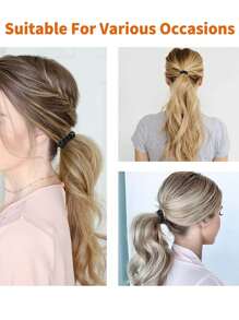 20入組螺旋式髮圈，女性馬尾控彈力繩（黑色＆透明色），休閒款