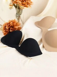 1pc Self-adhesive Strapless Push-up Bra For Bride, Invisible & Seamless & Anti-slip & Small Chest Enlargement - Black - View 3