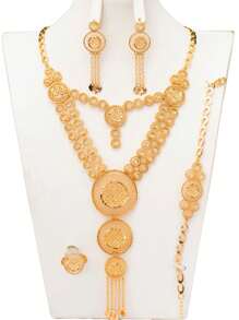 Conjunto Para Regalo De Boda Y Festivales De Lujo, De La Novia, Con 5 Piezas Chapadas En Oro Champán 18k De Alto Grado, Resistente Al Desgaste Y Sin Deformación, Fabricado En Cobre