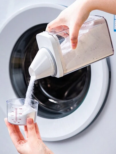 Detergent Box With Moisture-proof Lid, Measuring Cup & Transparent Storage Container For Laundry Powder/liquid