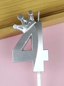 1pc Crown & Number Shape Candle For Birthday Party Decoration