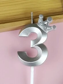 1pc Crown & Number Shape Candle For Birthday Party Decoration