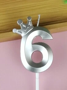 1pc Crown & Number Shape Candle For Birthday Party Decoration