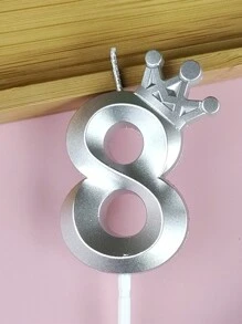 1pc Crown & Number Shape Candle For Birthday Party Decoration