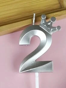 1pc Crown & Number Shape Candle For Birthday Party Decoration