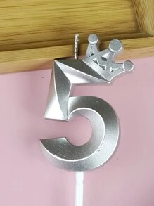 1pc Crown & Number Shape Candle For Birthday Party Decoration