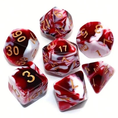 Dice Set Red Mixed White Dice MTG 7-Die Polyhedral Dice,Adult Party Games Suitable For Halloween/Christmas/Thanksgiving