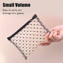 Heart Pattern Travel Makeup Bag, 1Pc Lightweight Multifunctional Water-Proof Cosmetic Organizer Handbag Bath Shower Wallet Pouch Portable Cosmetics Brush Storage Clutch With Zipper Closure For Lipstick, Brush, Skincare, Mobile Phone, Coin, Small Items, For Home, Travel, Vacation And School Use, Makeup Bag Makeup Pouch Skincare Bag Toiletry Bag Packing Cubes, Travel Essentials Cruise Essentials Storage Makeup Organizer Makeup Case - Beige - View 8