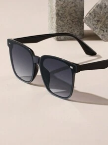 1 副男士铆钉细节方形框架时尚眼镜黑色透灰色框架时尚眼镜适合日常生活夏季户外旅行服装配饰 - 灰色 - 查看 3