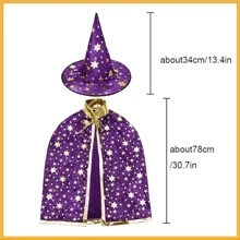 1pc/set Halloween Five-pointed Star Cloak With Hood - Including Cloak, Cape And Hat For Stage Performance And Cosplay (black) - Black - View 6