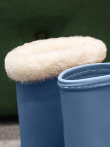 Botas De Lluvia Con Forro Interior Azul Cielo Y Cubiertas De Zapatos - Azul - Ver 6