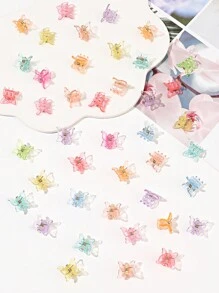 50pcs Mini Colorful Glitter Transparent Frosted Butterfly Hair Clips (Random Color) Cute,Dopamine Hair Claws Claw Clips Hair Jaw Clip Hair Clamps Hair Clutch Hair Catcher Clip, School Stuff, College Fall Winter Flower Hair Accessories For Women For Vacation Outfits Woman - Multicolor - View 6