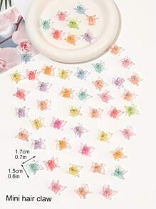 50pcs Mini Colorful Glitter Transparent Frosted Butterfly Hair Clips (Random Color) Cute,Dopamine Hair Claws Claw Clips Hair Jaw Clip Hair Clamps Hair Clutch Hair Catcher Clip, School Stuff, College Fall Winter Flower Hair Accessories For Women For Vacation Outfits Woman - Multicolor - View 3