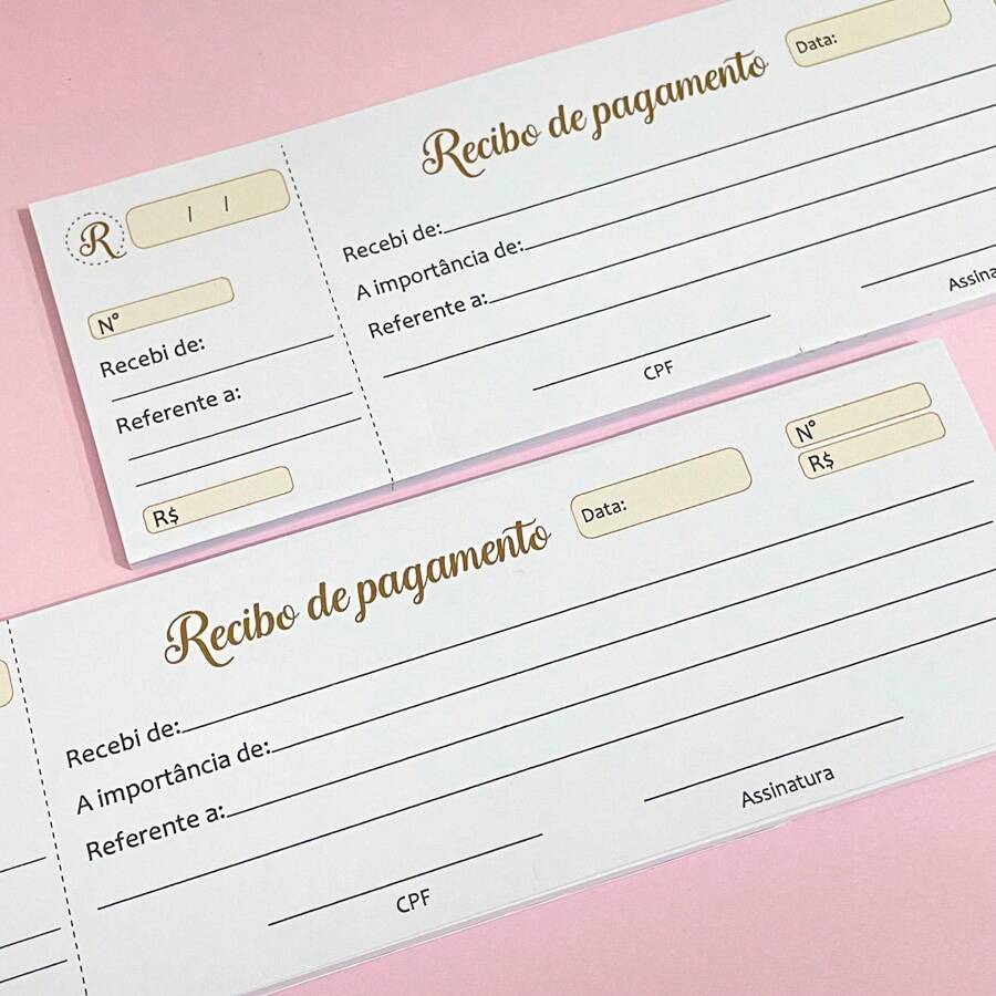 Bloco Recibo de Pagamento - Bloco de notas - Bege - Visão 1