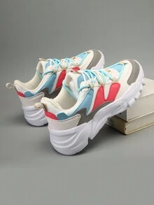 Nuevos Bambas Chunky Transpirables Y En Dos Colores Para Mujer, Zapatillas Deportivas Y Casuales Para Mujer Para Primavera Y Otoño - Azul y blanco - Ver 7