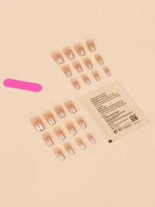 Eleve instantáneamente su estilo con 24 piezas de pegatinas de uñas brillantes con forma de ballet de color desnudo con aspecto de perla (estilo japonés), longitud corta, + 1 pieza de pegamento en gelatina + 1 pieza de lima de uñas. Adecuados para fiestas, baile y uso diario. Suministros de uñas para uñas postizas uñas falsas uña falsa uña acrílica