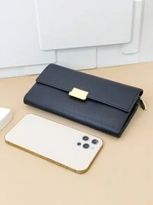 MINGYOU 黑色高端男商務休閒手提袋女軟手握錢包手機錢包時尚大容量多層多卡帶零錢包,適合商務談判旅遊外出贈禮、禮品 - 黑色 - 查看 4