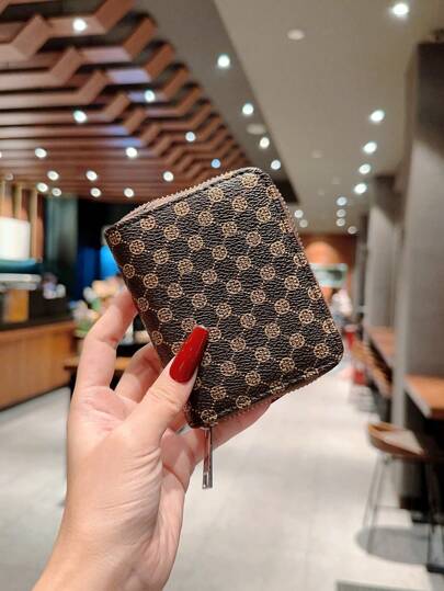 简约薄款钱包短款PU皮拉链钱包休闲卡包零钱包生日礼物礼品礼物送老师女士女士钱包钱包小钱包