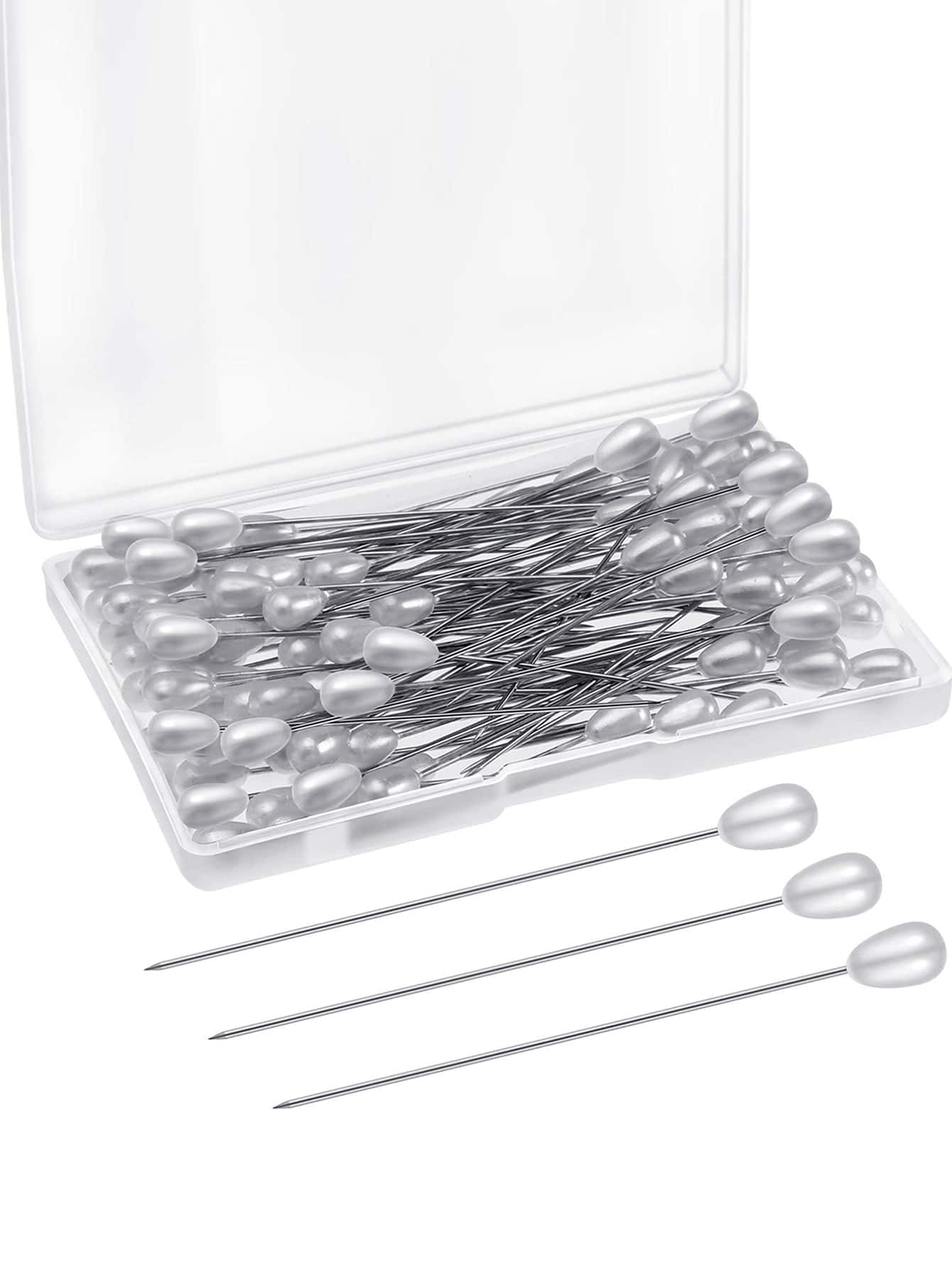 1盒珍珠釘頭套裝,適用於diy工藝、珠寶製作、縫紉、婚禮花束、裝飾花材、白色 - 白色 - 查看 1