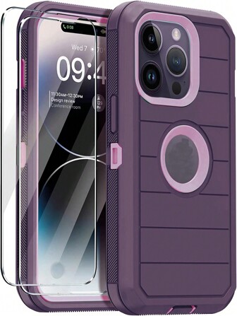 Étui de protection pour téléphone iPhone avec verre trempé, robuste en 3 couches, résistant aux chocs, à la poussière et aux rayures