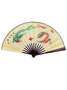 1pc Women's 9-inch Chinese Style Silk Handkerchief With Dragon And Phoenix Pattern For Stage Performance - Multicolor - View 3