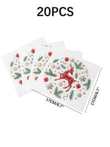 20 cái Giáng sinh Trang trí Khăn ăn & Hình vuông Tissue Giấy tờ Với Tuần lộc In Cho bữa tiệc Quân nhu - Nhiều màu - Xem 5