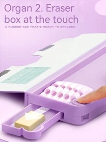 1 件随机卡通多功能文具盒，创意双层大容量简约铅笔盒，个性化笔盒，适合学生、女孩和儿童返校，铅笔袋，书包 - 紫色 - 查看 19