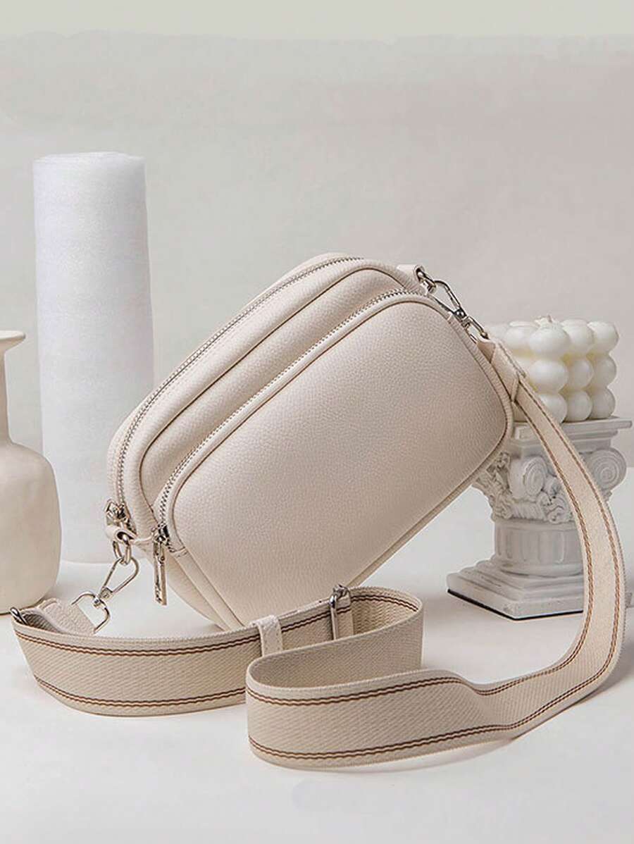 时尚公文包式单肩包，容量大，多个拉链口袋，可斜挎或肩背，适合女性日常通勤，商务休闲女包，非常适合办公室、商务和工作 - 米色 - 查看 1