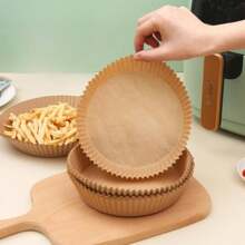 50/100 件一次性空气炸锅纸衬垫，6.3 英寸空气炸锅不粘羊皮纸，防油，烤箱友好，微波炉友好，托盘不粘硅油纸，厨房配件空气炸锅厨房空气炸锅衬垫空气炸锅纸空气炸锅空气炸锅 - 卡其色 - 查看 8