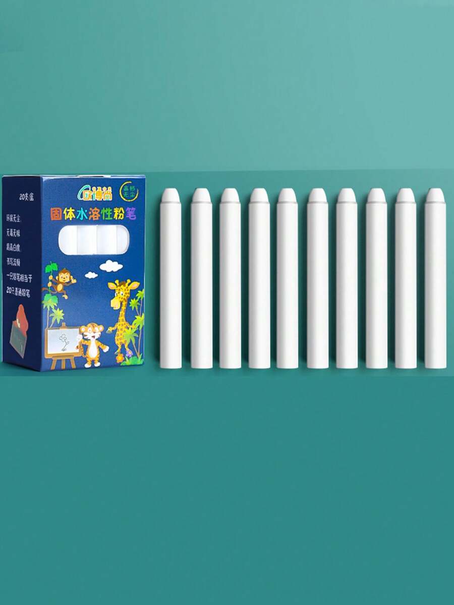 無塵水溶性粉筆,學生可以不弄髒衣服畫畫,老師可以在黑板上使用而不會散落粉筆灰塵 - 白色 - 查看 1
