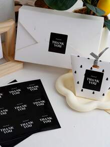 10 Hojas, 90 Piezas De Pegatinas De Agradecimiento Negras, Para Regalos, Horneado Y Sellado De Embalaje