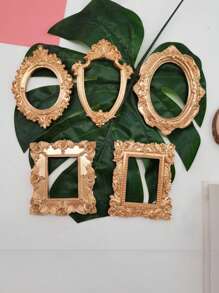 1 Pieza Mini Marco De Fotos De Estilo Victoriano Antiguo En Un Material De Resina En Cobre Antiguo, Adecuado Para La Exhibición De Joyas Y Como Utilería Para Fotografía - Dorado - Ver 2