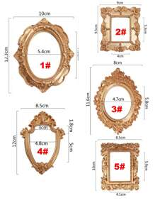 1 Pieza Mini Marco De Fotos De Estilo Victoriano Antiguo En Un Material De Resina En Cobre Antiguo, Adecuado Para La Exhibición De Joyas Y Como Utilería Para Fotografía - Dorado - Ver 3