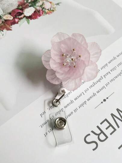 Retractable Pretty Cute Flower Badge Reels Holders With Alligator Clip For Nurses,Doctor,Office Worker, Teacher, School Student Gift ID Card Back To School