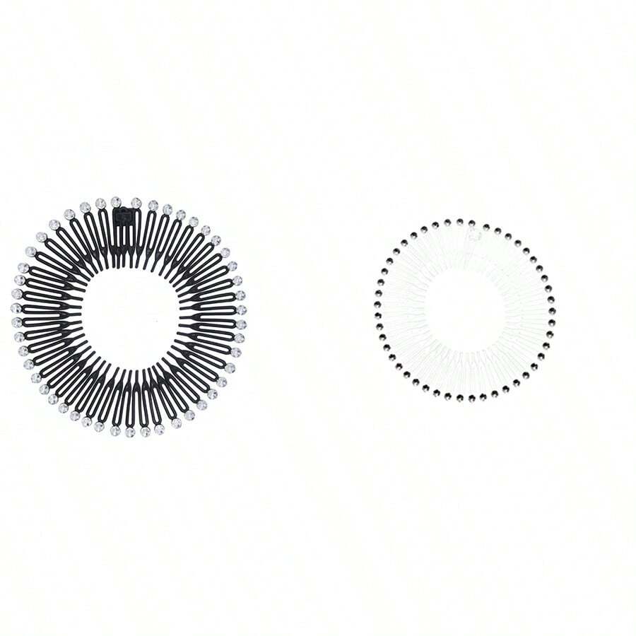 2pcs/set Ladies' Hair Styler Set, Including Rhinestone Decorated Hair Fixing Combs And Bangs Clips For Daily Use - Multicolor - View 1