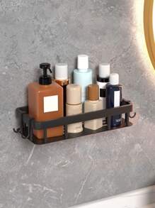 黑色 Qh 單/雙層浴室收納壁架,壁掛式,免鑽,淋浴間,適用於盥洗用品、化妝品、家居用品、收納件 - 黑色 - 查看 5