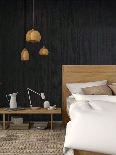 1pc Zwart Wood Grain Self Adhesive Wallpaper Vintage Furniture Cabinet Tafel Stoel Room Background Wand Stickerpeel Stick Wallpaper,Renovation Stickers Peel Panels,Wall Paper, Wallpapers, ation Items Refresh Your Home,Rama Birthday Graduation view 2