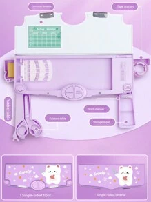 1 件随机卡通多功能文具盒，创意双层大容量简约铅笔盒，个性化笔盒，适合学生、女孩和儿童返校，铅笔袋，书包 - 紫色 - 查看 17