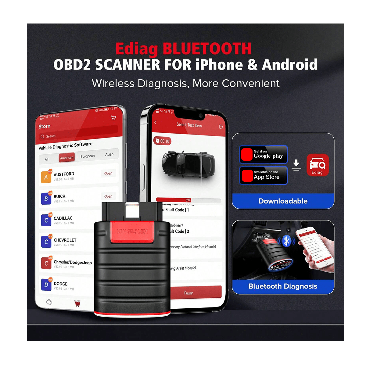 Kingbolen New Ediag Full System Advanced Diagnostic Tool With One Year